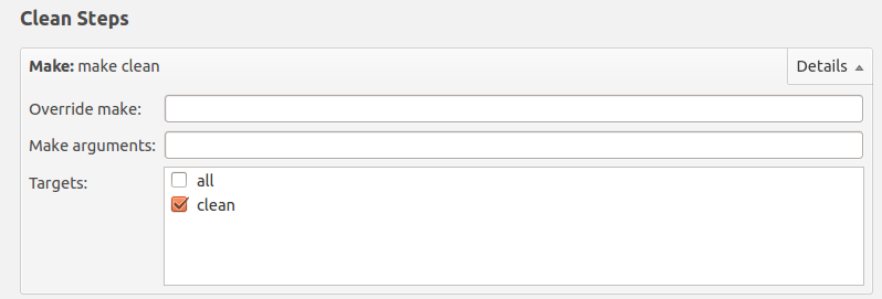 Select Make all in clean steps in Qt Creator