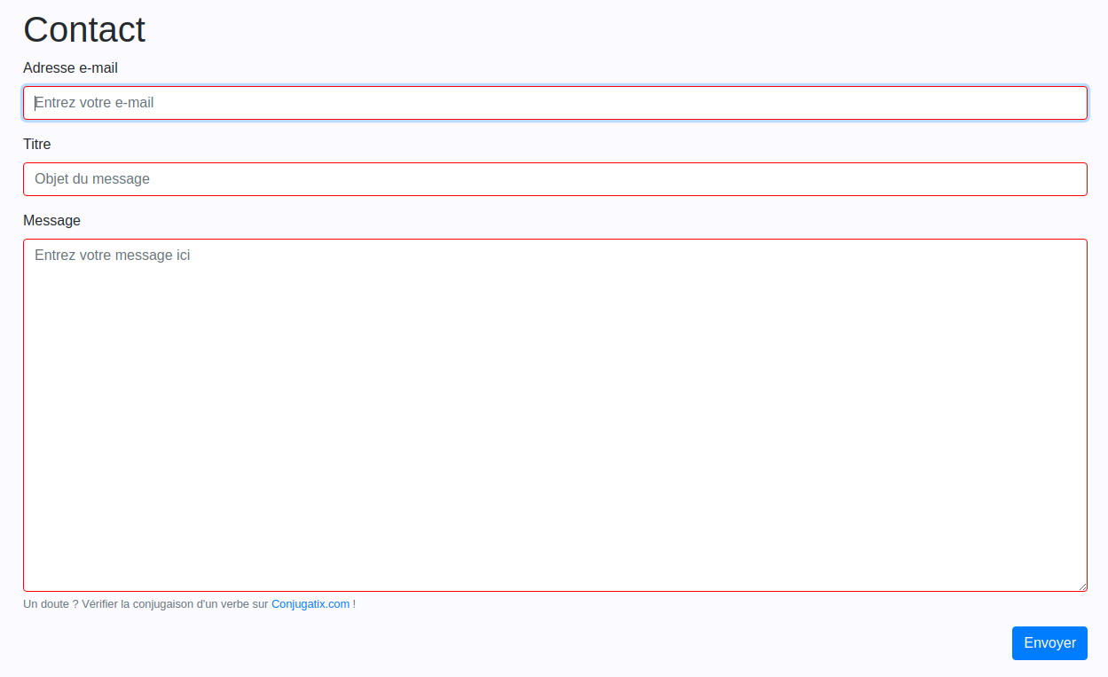 Contact form page with CodeIgniter