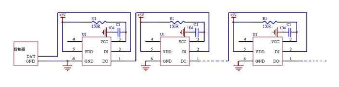 Cascading ws2812 rgb led