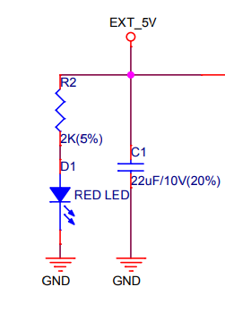 Schematic of the power on led on ESP32 DevKitC v4 