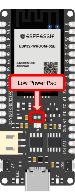 Location of the ESP32 Low Power Pad