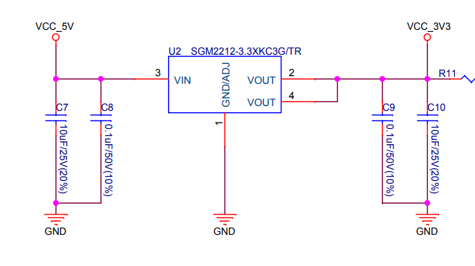 Schematic of the voltage regulator on ESP32 S3 DevKitM 1