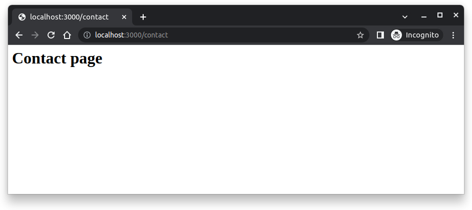 Contact page the http web server created with Node.js