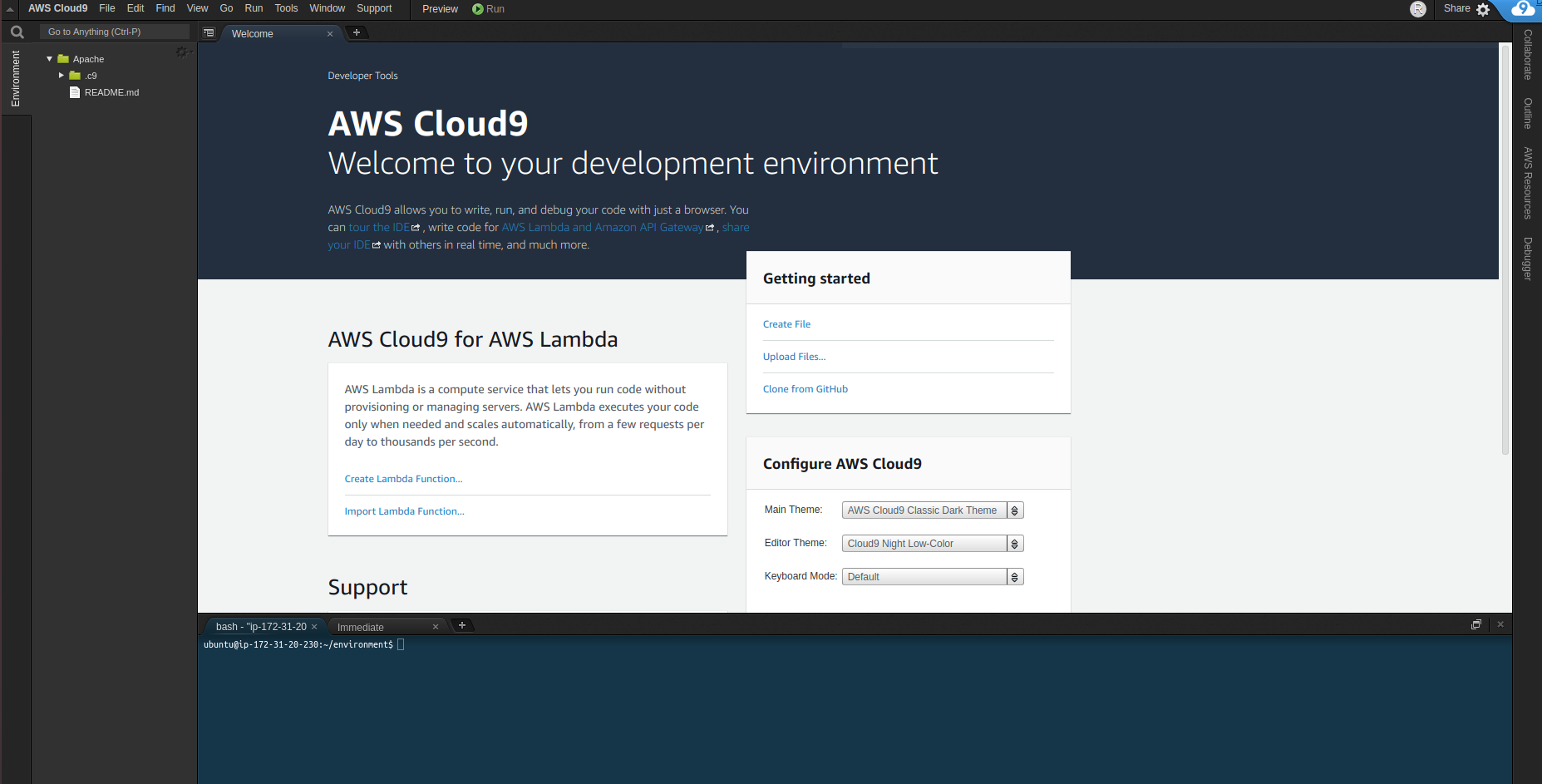 AWS EC2 Cloud9 environment