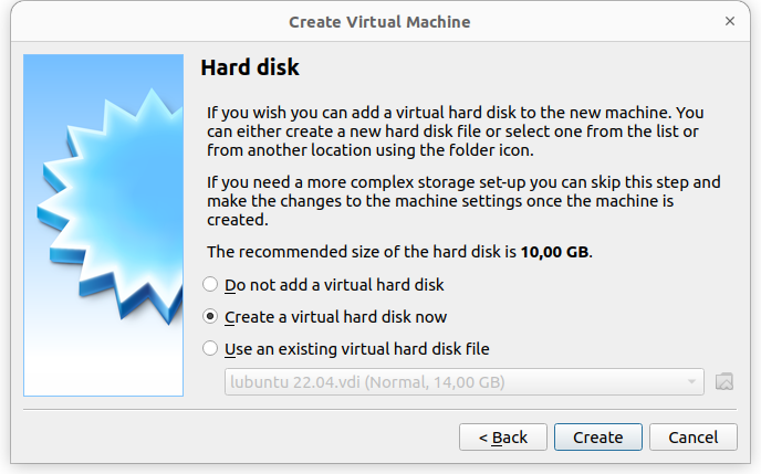Create virtual hard drive for the web server
