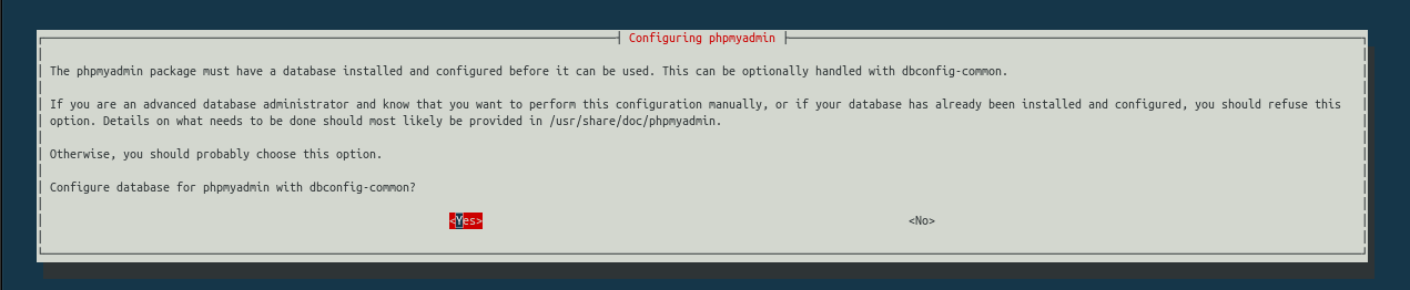 Configure database with phpMyAdmin