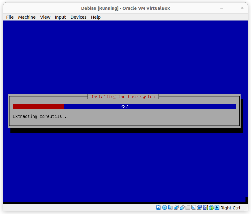 Debian 11 installation progress bar