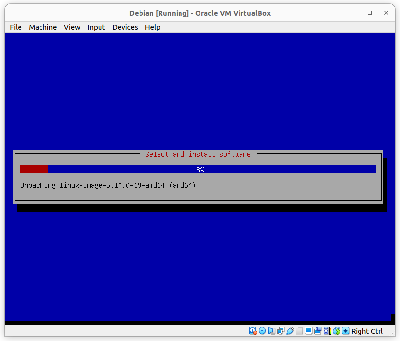 Debian 11 installation software progress bar