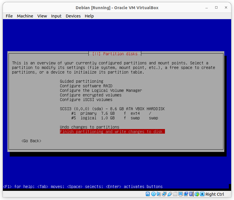Overview of configured partitions and mount points