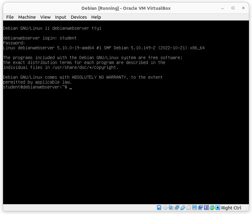 Log in the newly installed Debian 11
