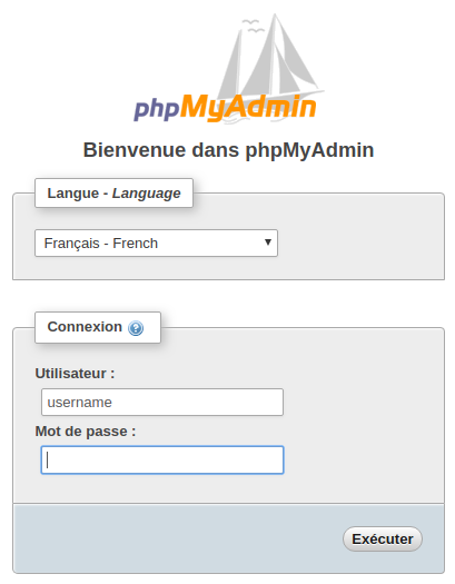Login to phpMyAdmin