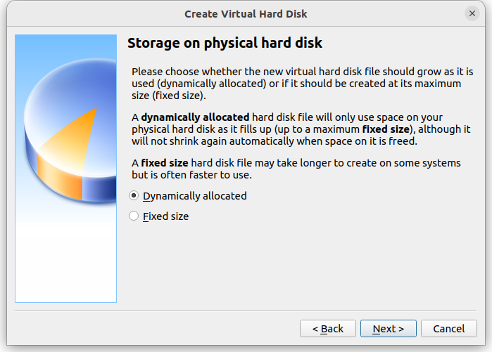 Set dynamically allocated hard drive