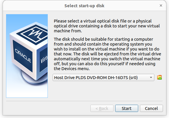 Virtual machine first start