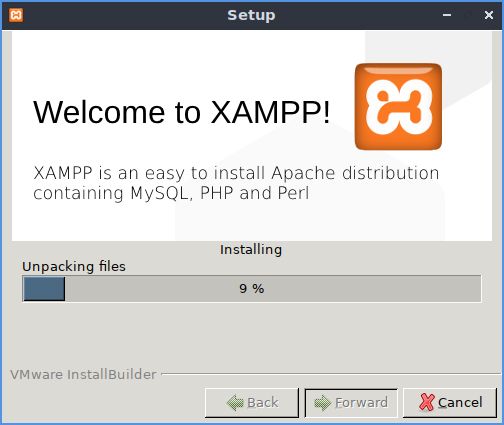 XAMPP installation progress bar