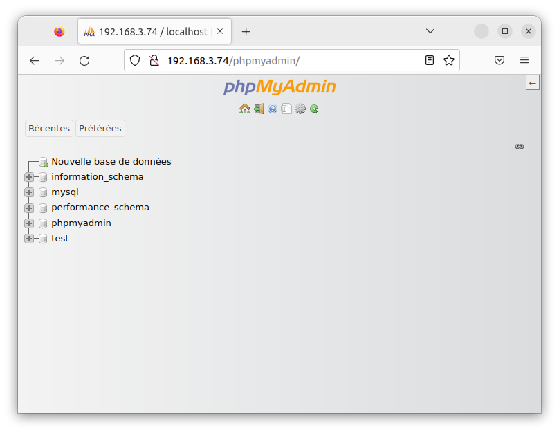 phpMyAdmin on the host computer