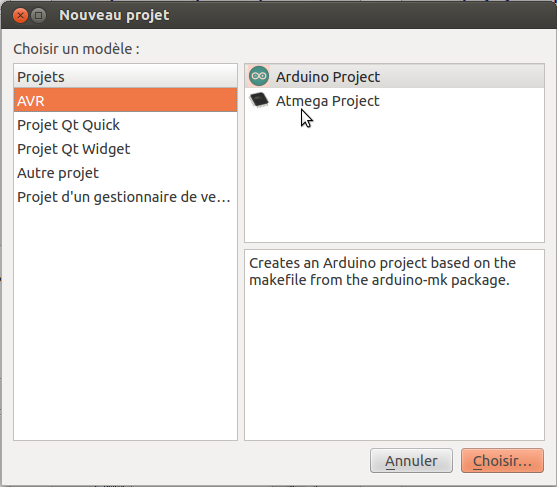 Wizard Qt creator pour les projets arduino et Amega