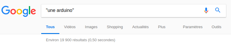 recherche Google sur Arduino au féminin