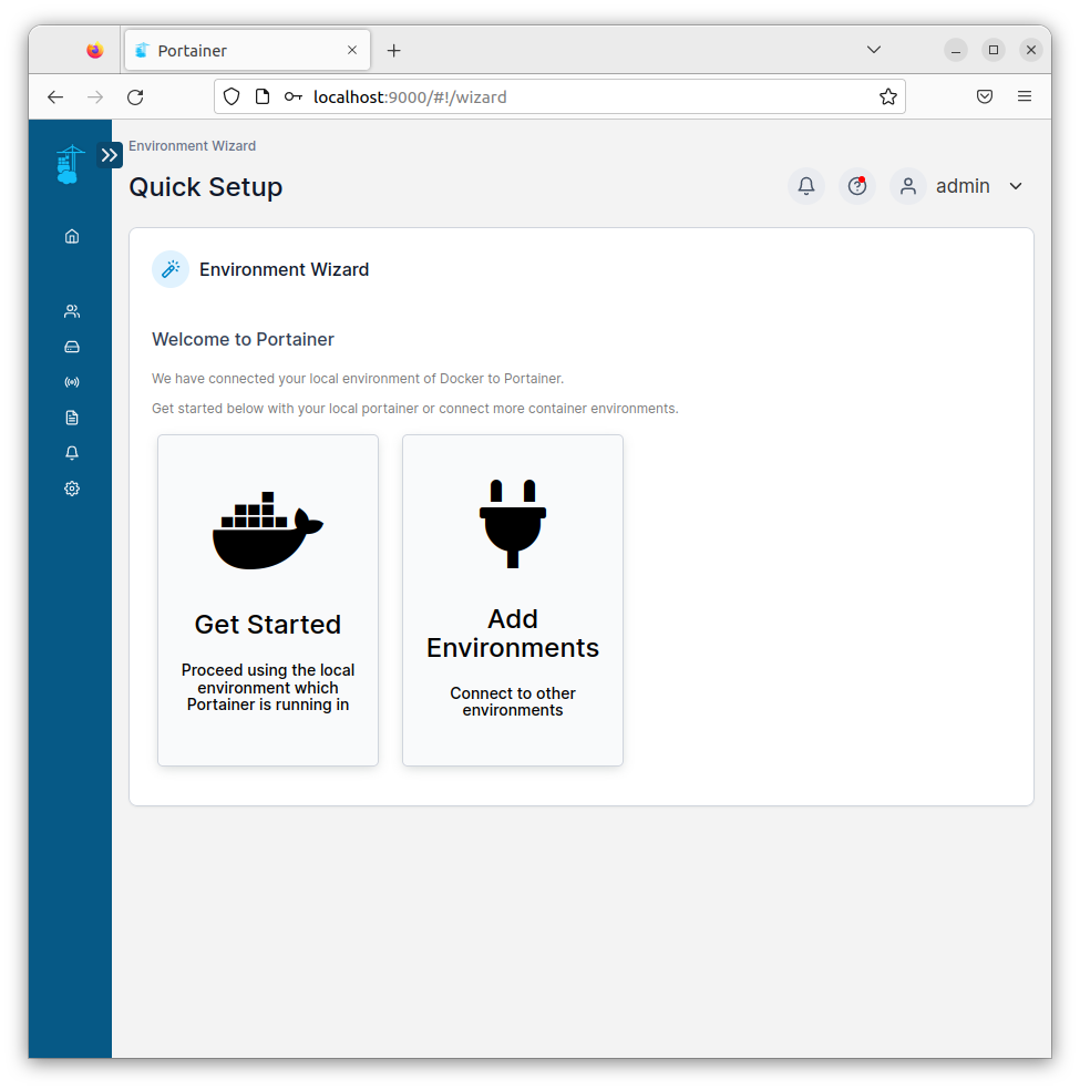 Portainer quick setup / démarrage rapide