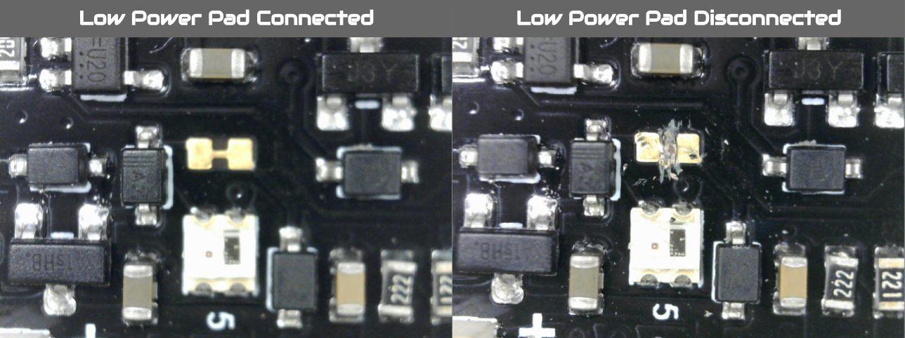 La connection Low Power Pad coupée sur l'ESP32 Firebeetle DFR0654
