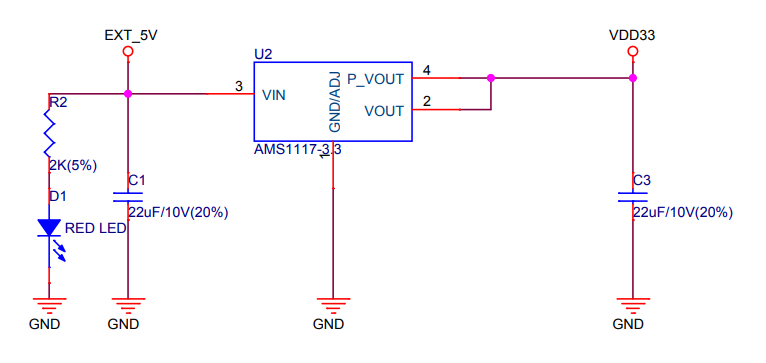 Schéma du régulateur de la carte ESP32 DevKitC v4 