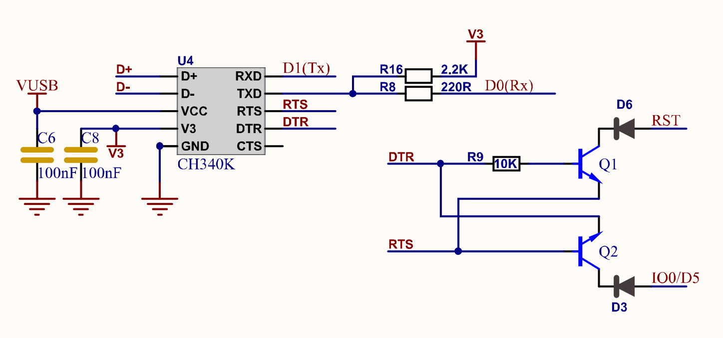 Schéma du convertisseur USB / série de la FireBeetle DFR0654