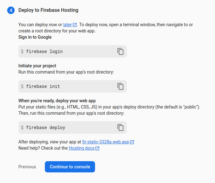 Dernière étape, le déploiement sur l'hébergement Firebase