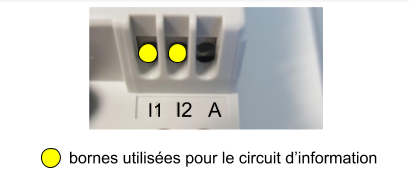 Bornes utilisée pour la tranmission des données du compteur Linky