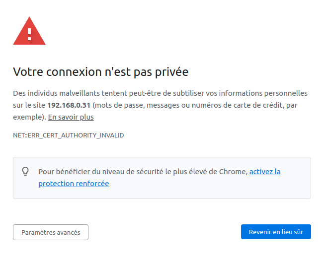 Certificat SSL activé