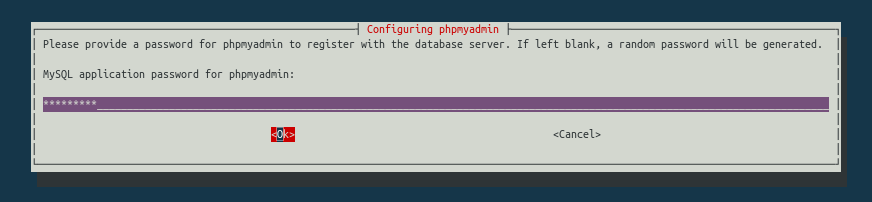 Saisir le mot de passe phpMyAdmin