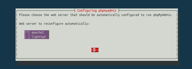 Selectionnez le serveur Apache2 pendant l'installation de phpMyAdmin